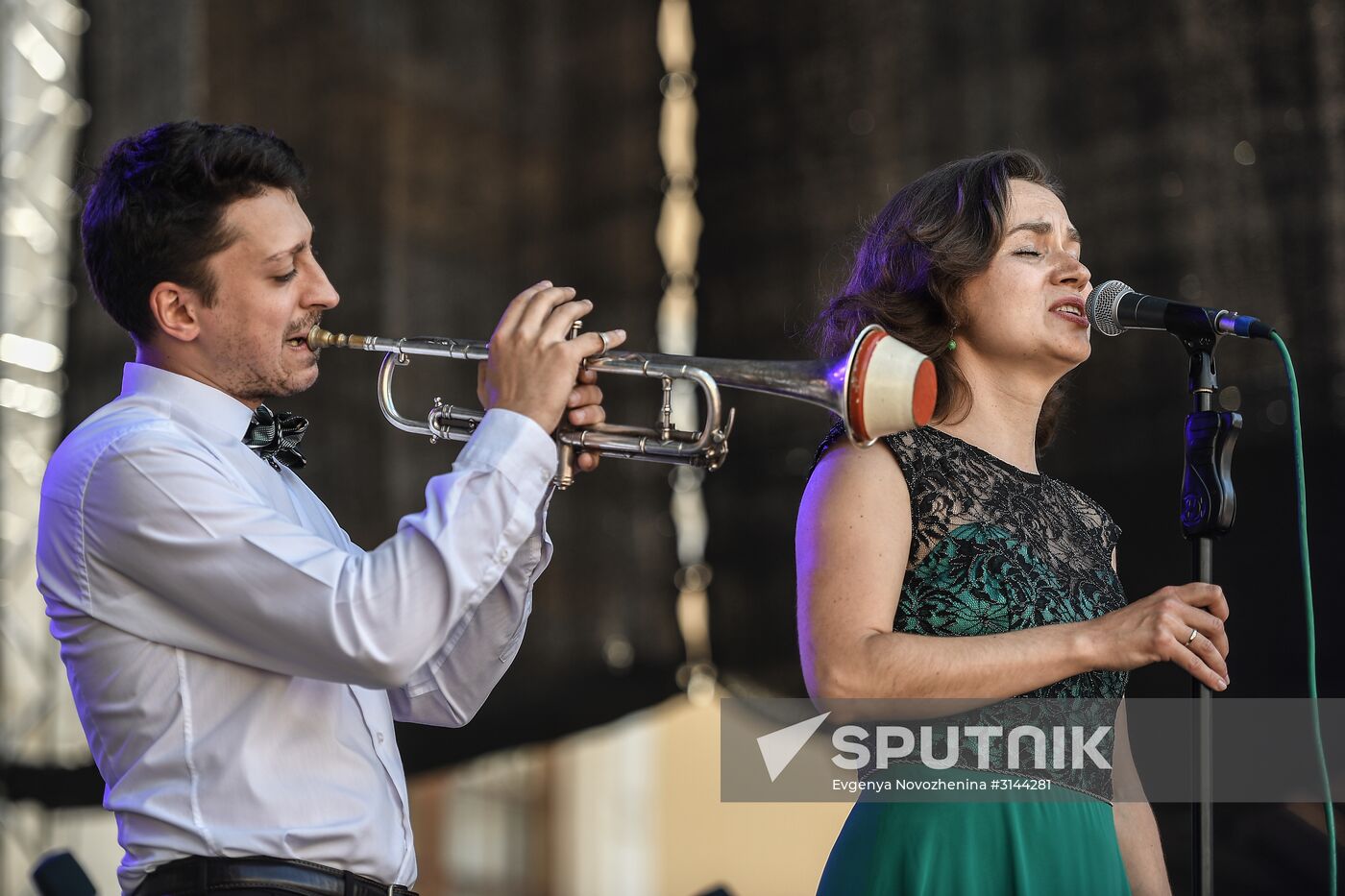 Jazz trumpeter Peter Vostokov performs with the Big Jazz Orchestra at the 14th international jazz festival, Usadba Jazz, held at the Arkhangelskoye estate museum. Location: Russia, Moscow. Author: Evgenya Novozhenina/Sputnik. Fourteenth Usadba Jazz Festival
