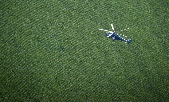 Mi-35M helicopters on training flights in Krasnodar Territory