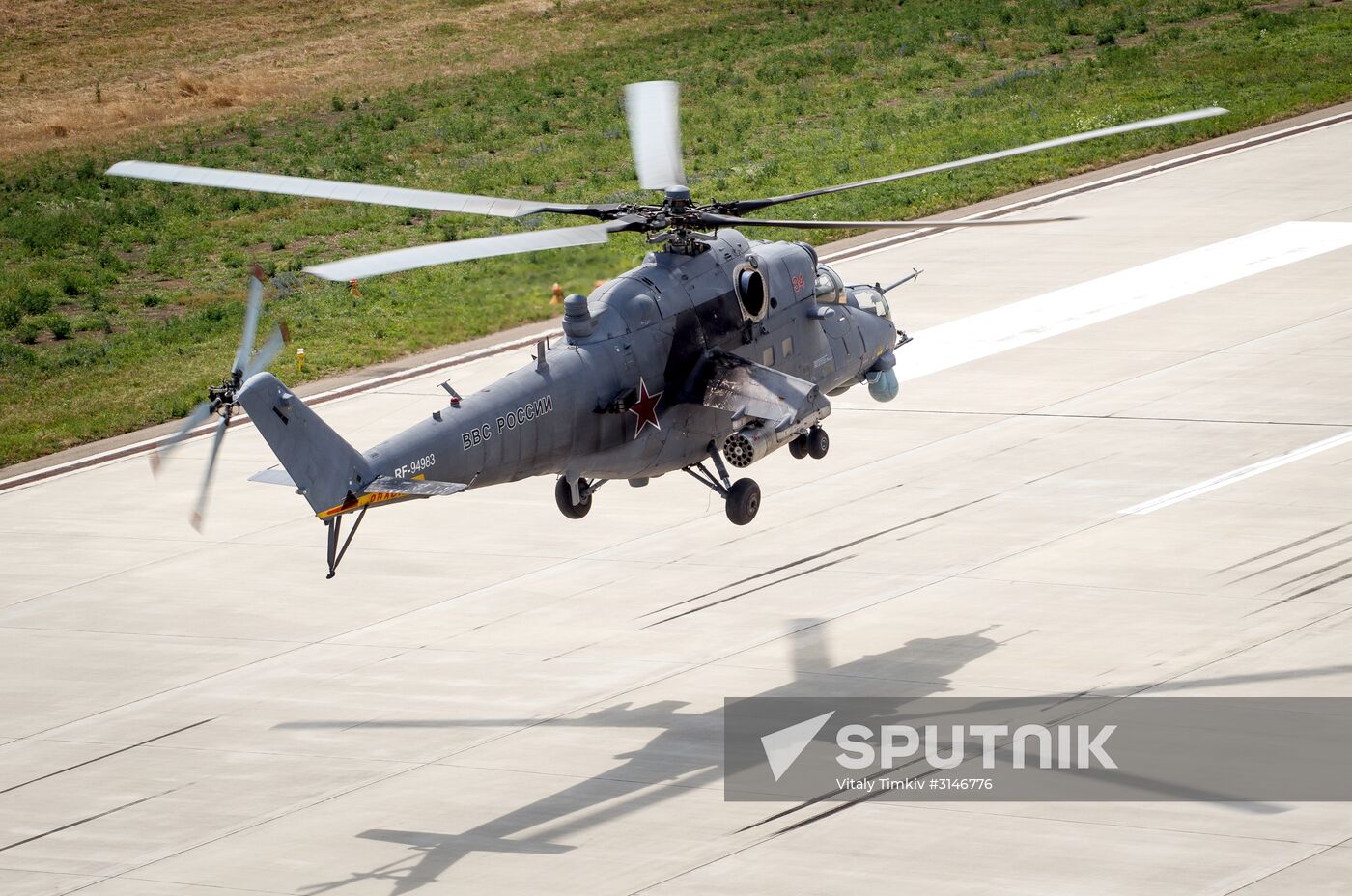 Mi-35M helicopters on training flights in Krasnodar Territory
