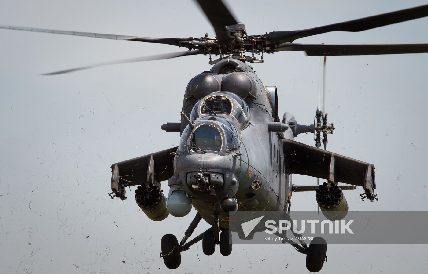Mi-35M helicopters on training flights in Krasnodar Territory