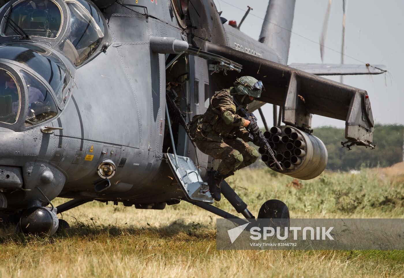 Mi-35M helicopters on training flights in Krasnodar Territory