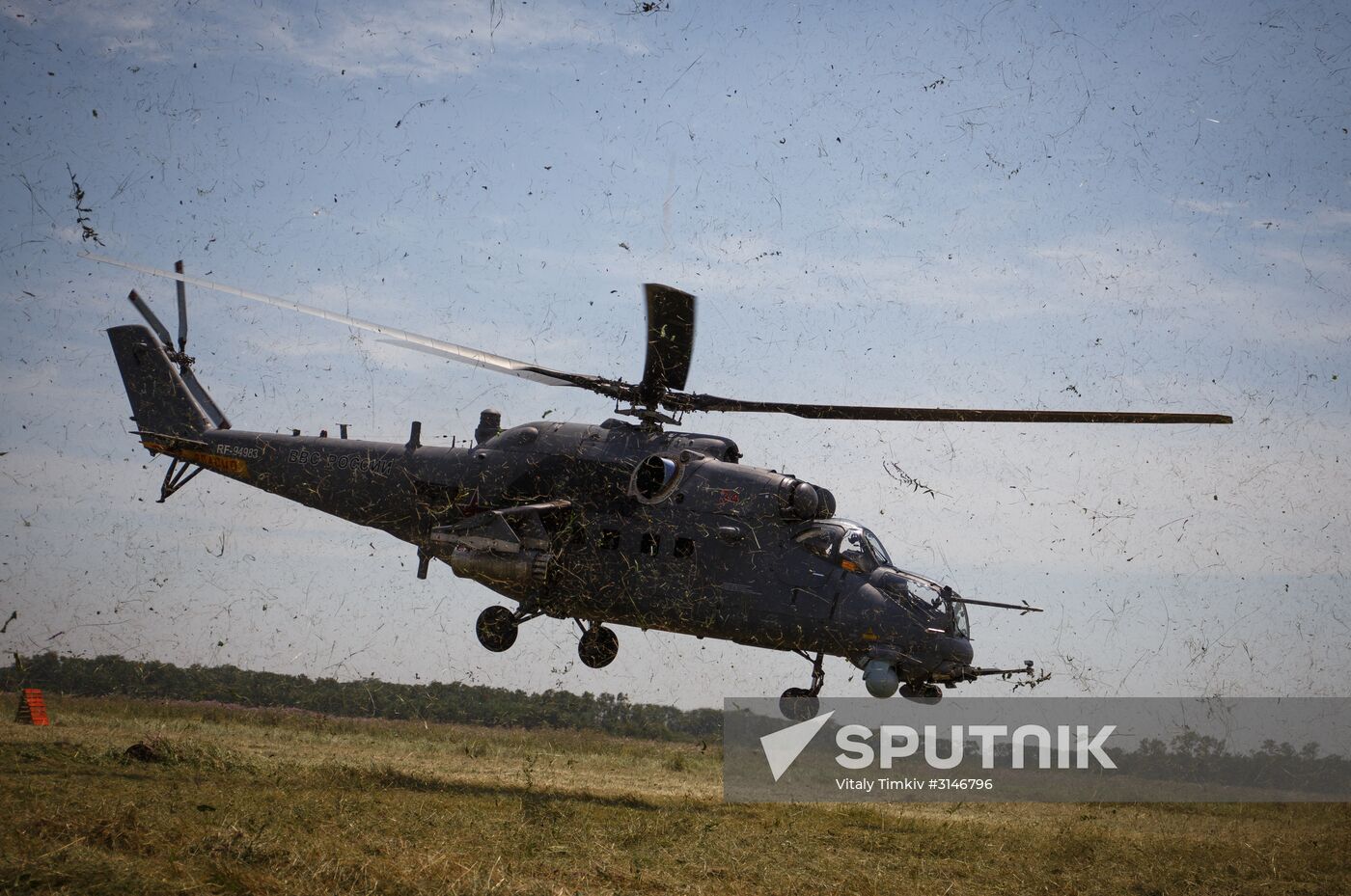 Mi 35M helicopters on training flights in Krasnodar Territory