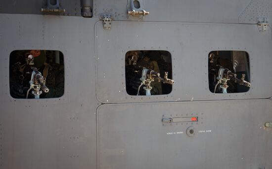 Mi 35M helicopters on training flights in Krasnodar Territory