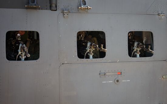 Mi 35M helicopters on training flights in Krasnodar Territory