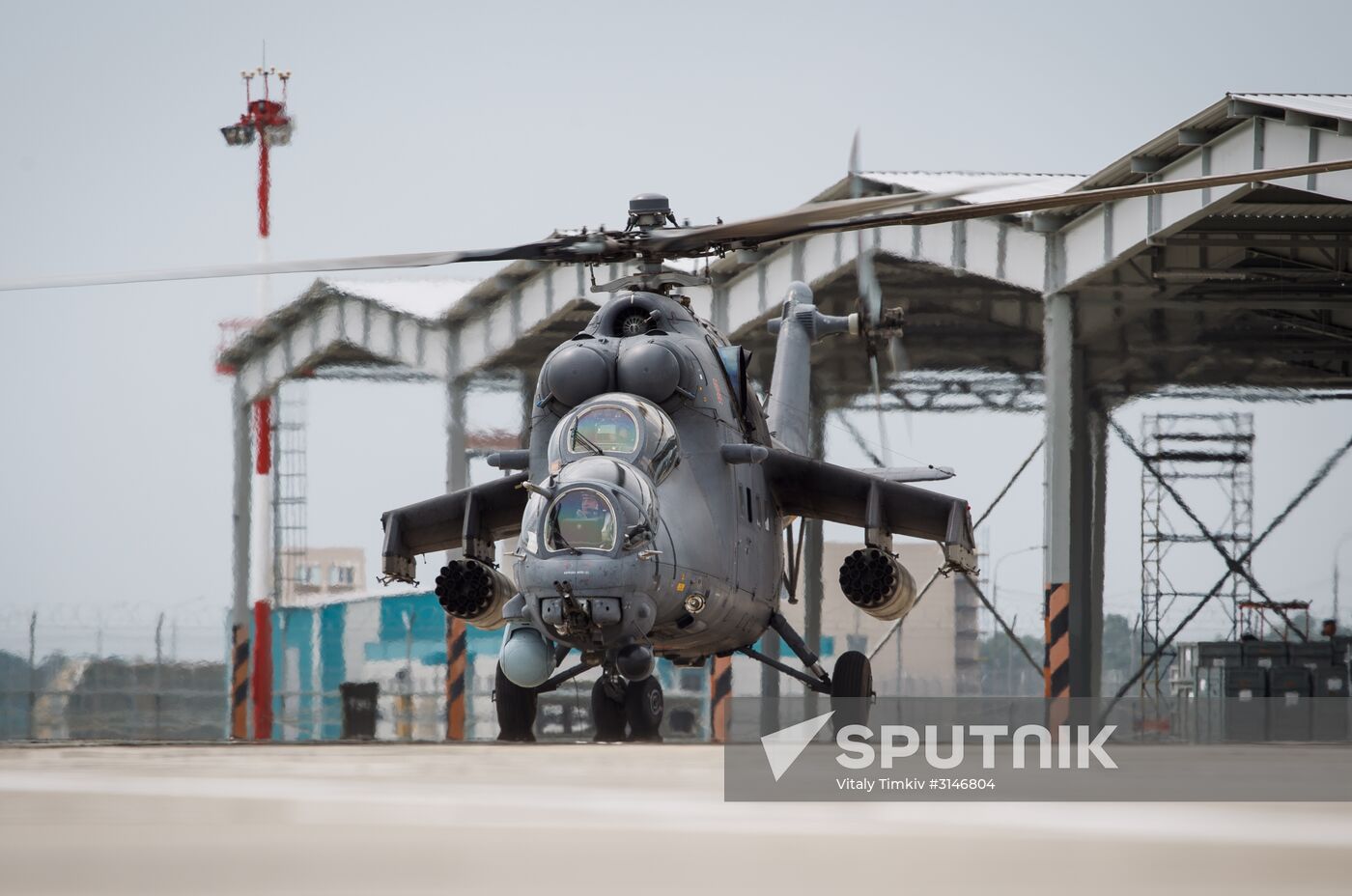 Mi 35M helicopters on training flights in Krasnodar Territory