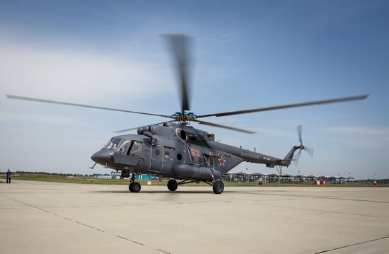 Mi 35M helicopters on training flights in Krasnodar Territory