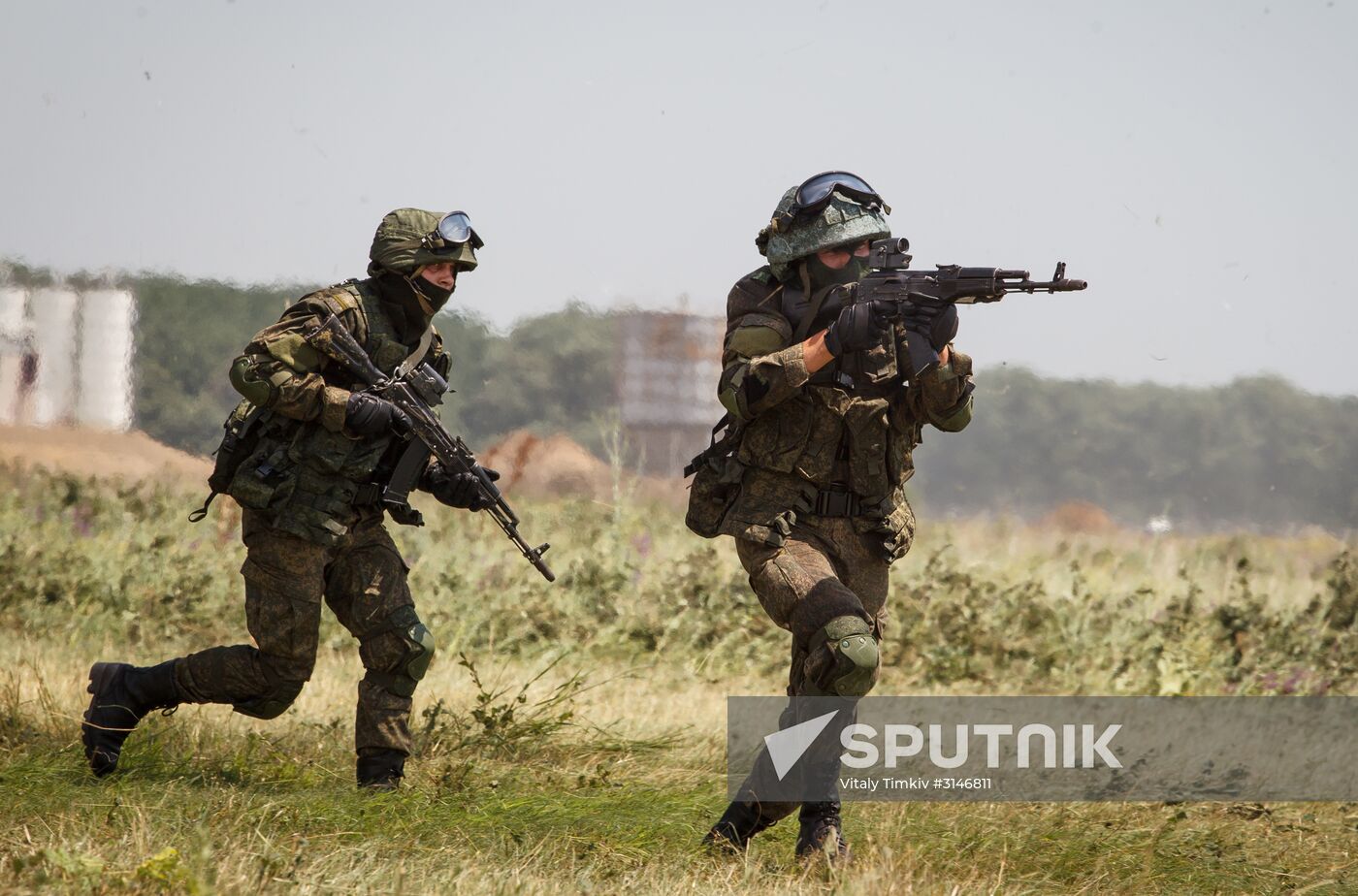 Mi 35M helicopters on training flights in Krasnodar Territory