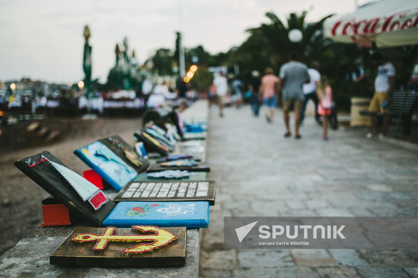 Souvenirs at the embankment of the Adriatic Sea in Montenegro. Location: Montenegro, Budva. Author: Varvara Gert'e/Sputnik. Countries of the world. Montenegro