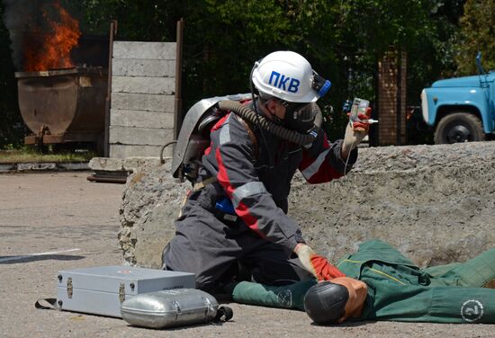 Emergency drill at Bazhanov mine in Donetsk region