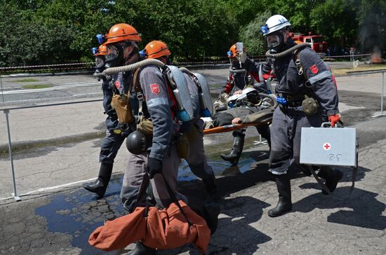 Emergency drill at Bazhanov mine in Donetsk region