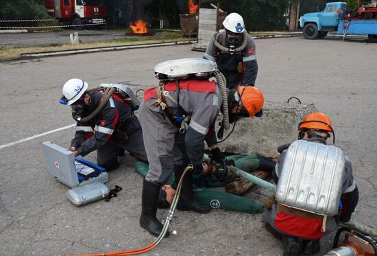 Emergency drill at Bazhanov mine in Donetsk region