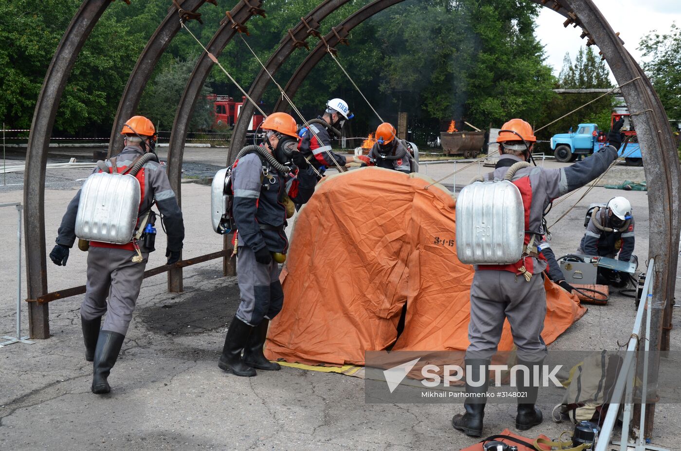 Emergency drill at Bazhanov mine in Donetsk region