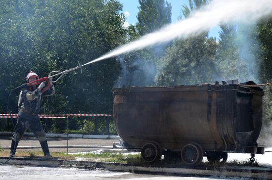 Emergency drill at Bazhanov mine in Donetsk region