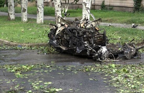 Aftermath of explosions in Lugansk center