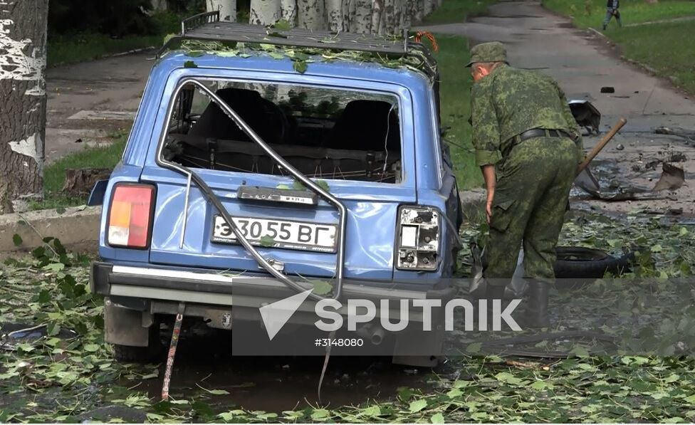 Aftermath of explosions in Lugansk center