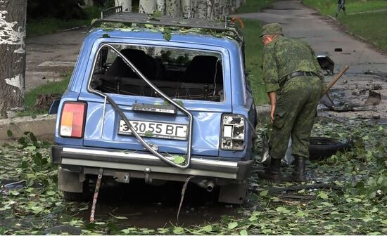 Aftermath of explosions in Lugansk center