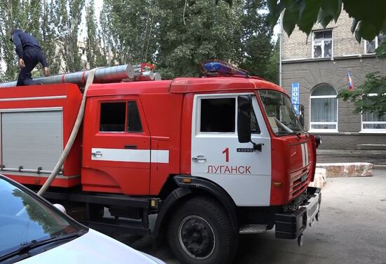 Aftermath of explosions in Lugansk center