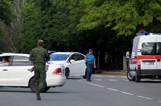 Aftermath of explosions in Lugansk center