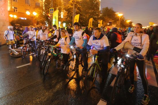 Third night time cycle parade in Moscow