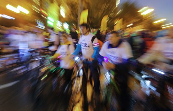 Third night time cycle parade in Moscow