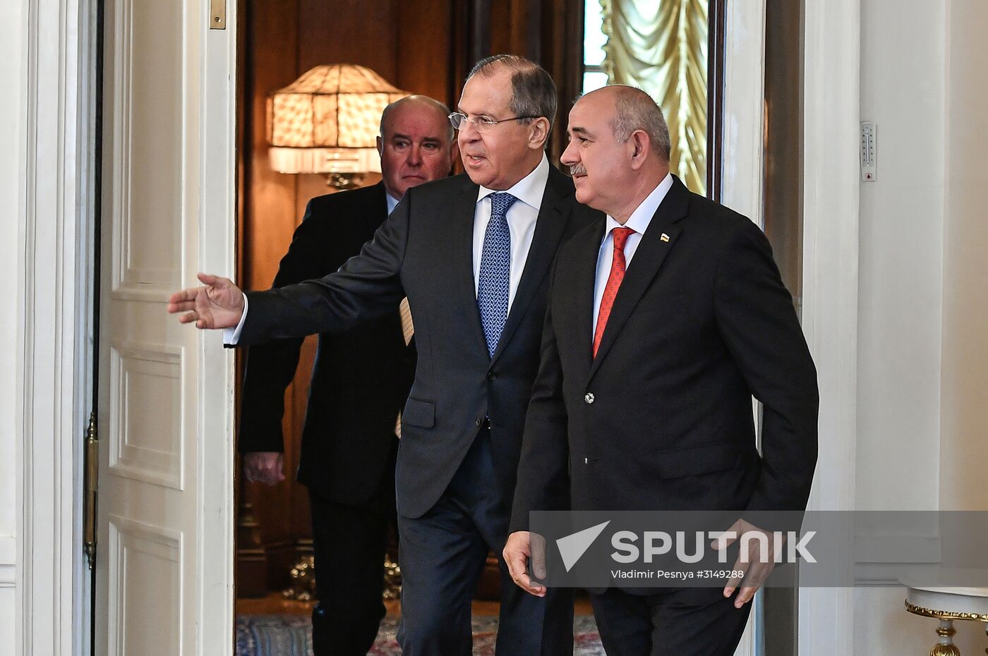 Russian Foreign Minister Sergei Lavrov meets with his South Ossetian counterpart Dmitry Medoyev