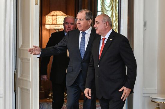 Russian Foreign Minister Sergei Lavrov meets with his South Ossetian counterpart Dmitry Medoyev