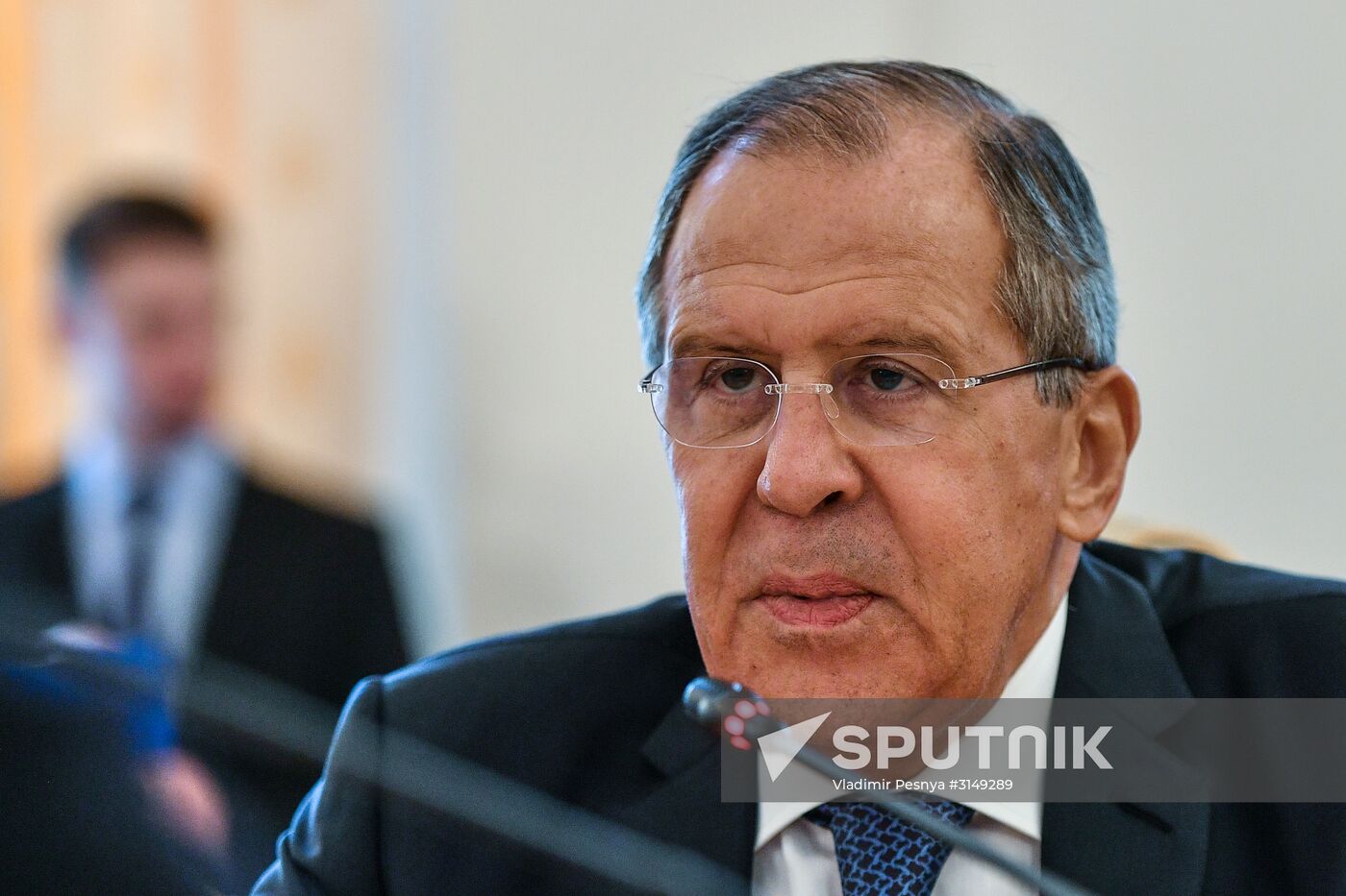 Russian Foreign Minister Sergei Lavrov meets with his South Ossetian counterpart Dmitry Medoyev