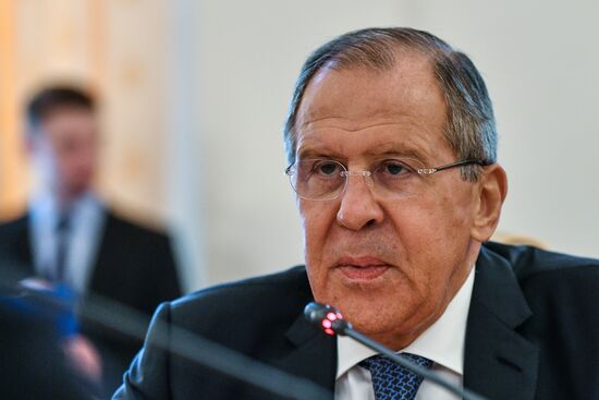 Russian Foreign Minister Sergei Lavrov meets with his South Ossetian counterpart Dmitry Medoyev