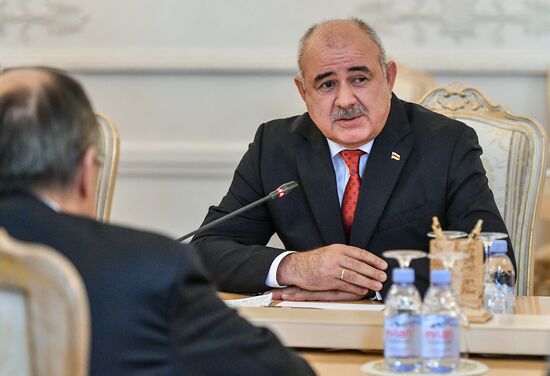 Russian Foreign Minister Sergei Lavrov meets with his South Ossetian counterpart Dmitry Medoyev
