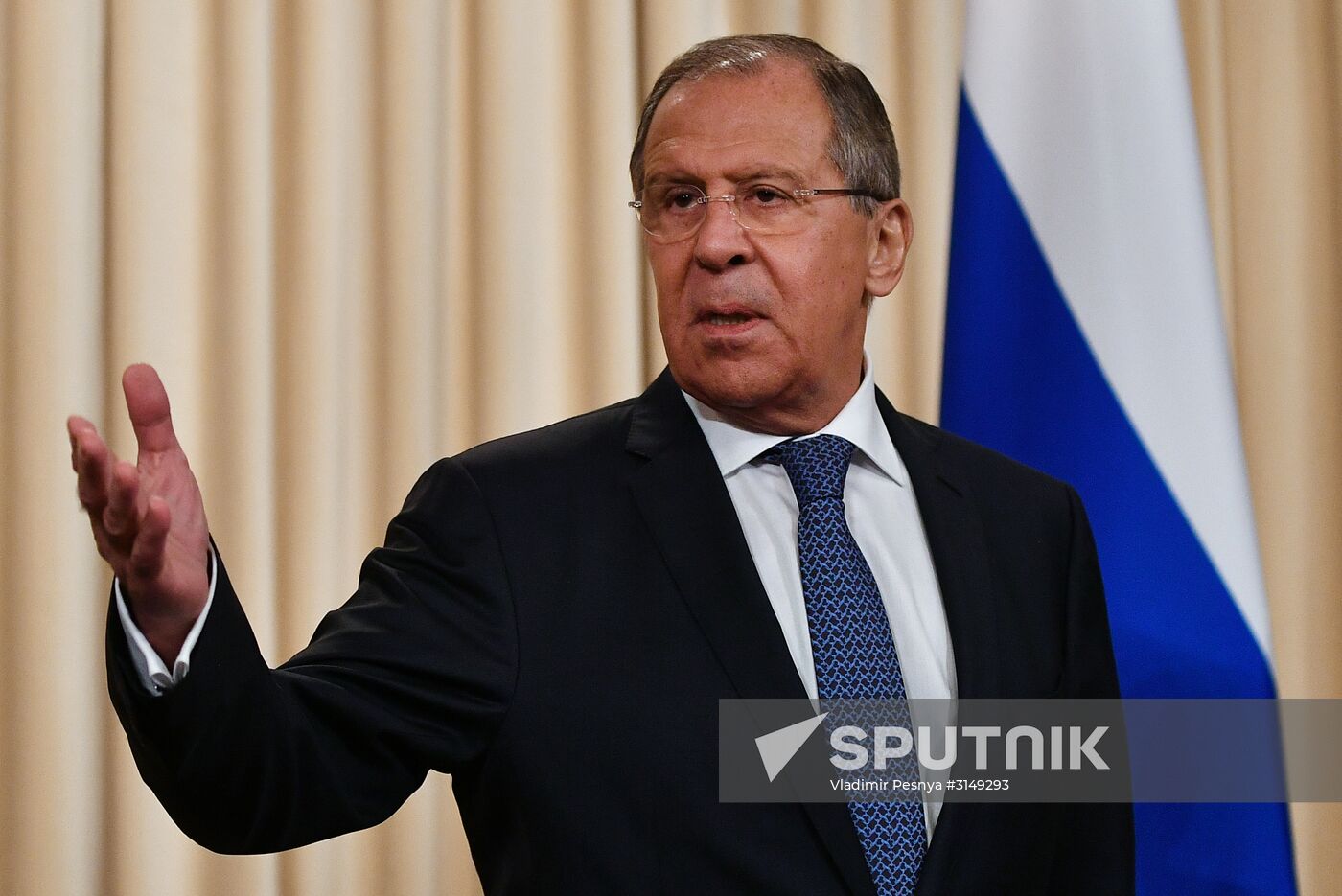 Russian Foreign Minister Sergei Lavrov meets with his South Ossetian counterpart Dmitry Medoyev