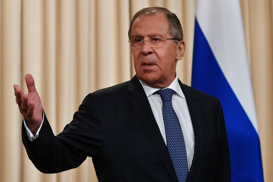 Russian Foreign Minister Sergei Lavrov meets with his South Ossetian counterpart Dmitry Medoyev