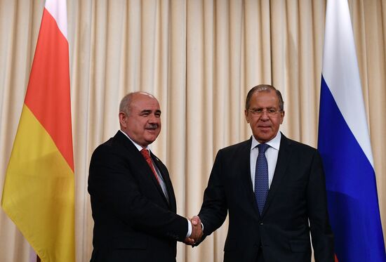 Russian Foreign Minister Sergei Lavrov meets with his South Ossetian counterpart Dmitry Medoyev