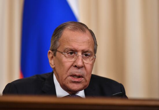 Russian Foreign Minister Sergei Lavrov meets with his South Ossetian counterpart Dmitry Medoyev