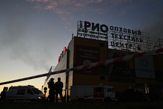 Fire at RIO mall in Moscow