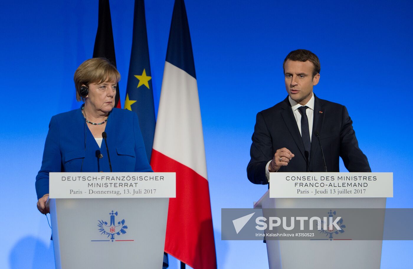 Emmanuel Macron and Angela Merkel's press conference in Paris