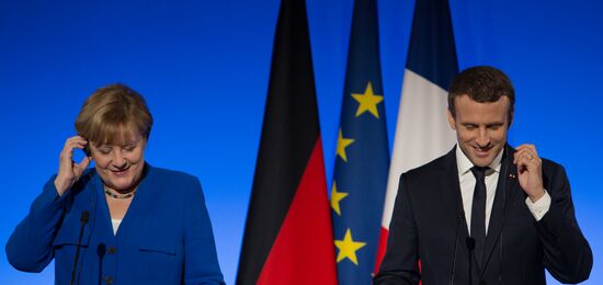 Emmanuel Macron and Angela Merkel's press conference in Paris