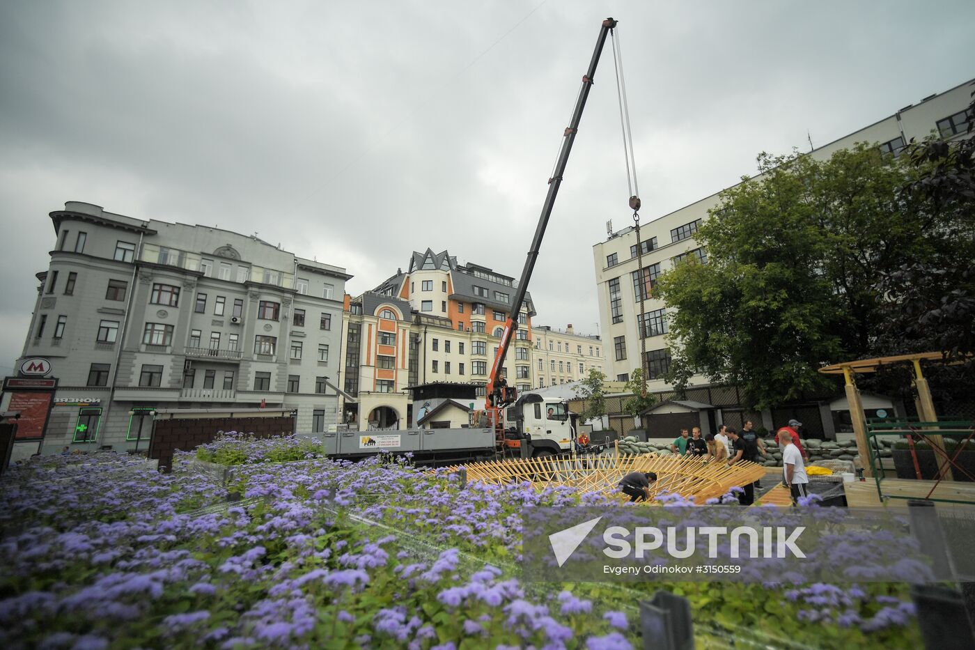 Installation of landscape arrangements of "Summer in Moscow. Flower jam" festival