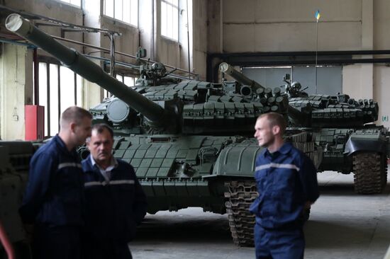Military vehicles demonstrated at Lviv Armor Tank Plant