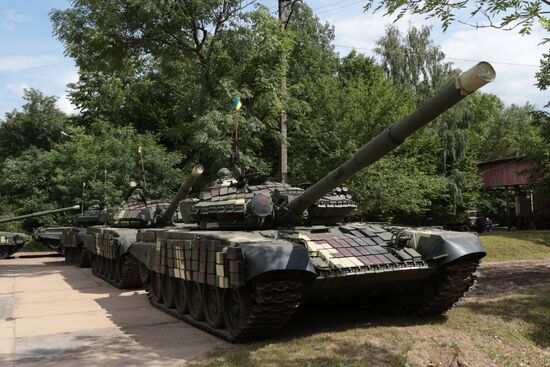 Military vehicles demonstrated at Lviv Armor Tank Plant
