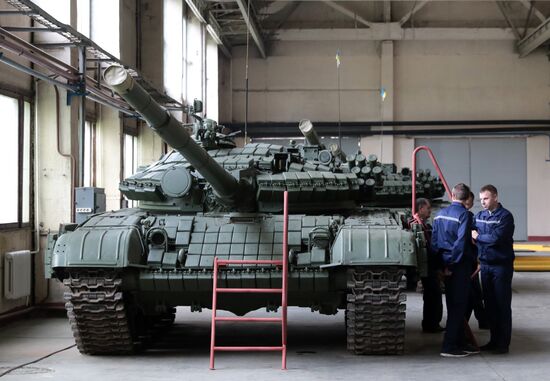 Military vehicles demonstrated at Lviv Armor Tank Plant