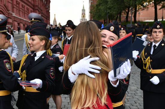 Prom of students of Kikotya Moscow University of Ministry of Internal Affairs on Red Square