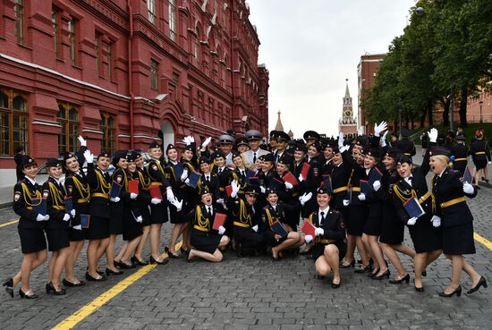 Prom of students of Kikotya Moscow University of Ministry of Internal Affairs on Red Square