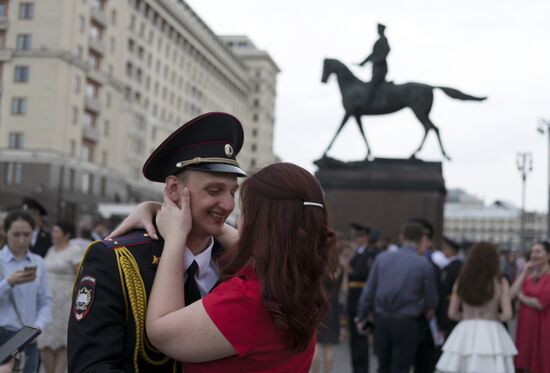 Prom of students of Kikotya Moscow University of Ministry of Internal Affairs on Red Square