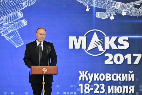 Vladimir Putin visits the International Aviation and Space Salon MAKS-2017