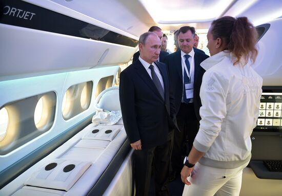Vladimir Putin visits the International Aviation and Space Salon MAKS-2017