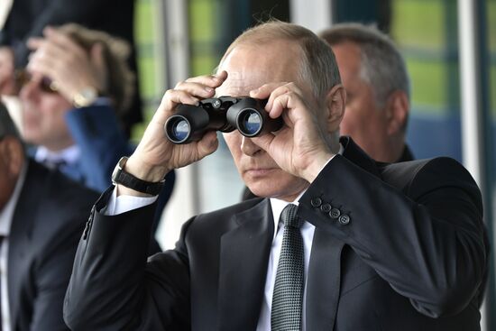 Vladimir Putin visits the International Aviation and Space Salon MAKS-2017