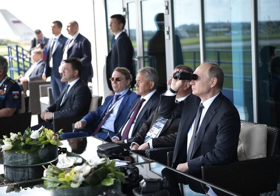 Vladimir Putin visits the International Aviation and Space Salon MAKS-2017