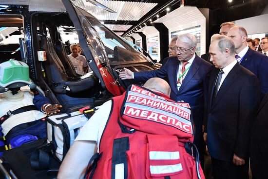 Russian President Vladimir Putin attends MAKS 2017 internatonal air show in Zhukovsky