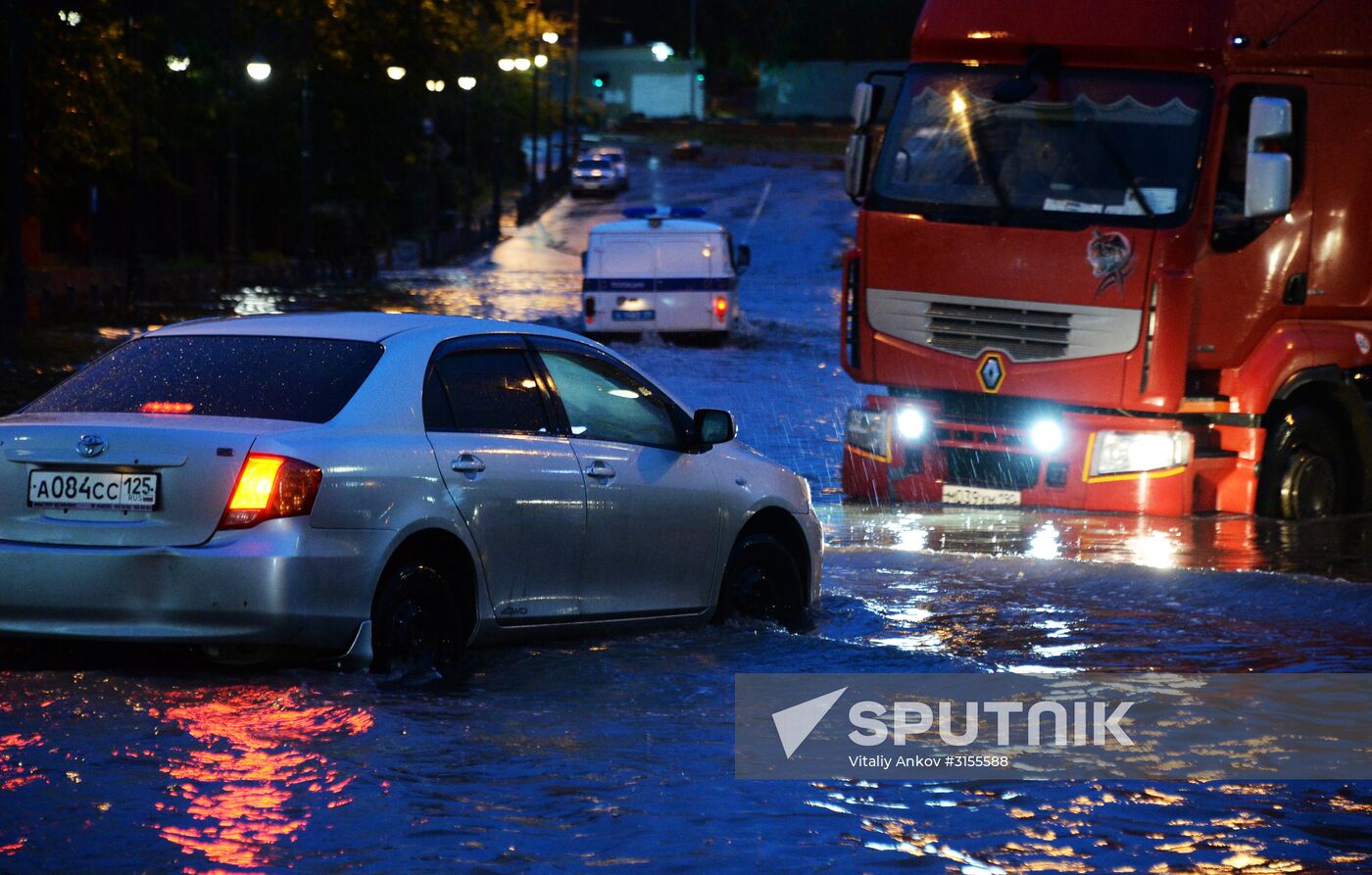 Aftermath of heavy rain in Vladivostok