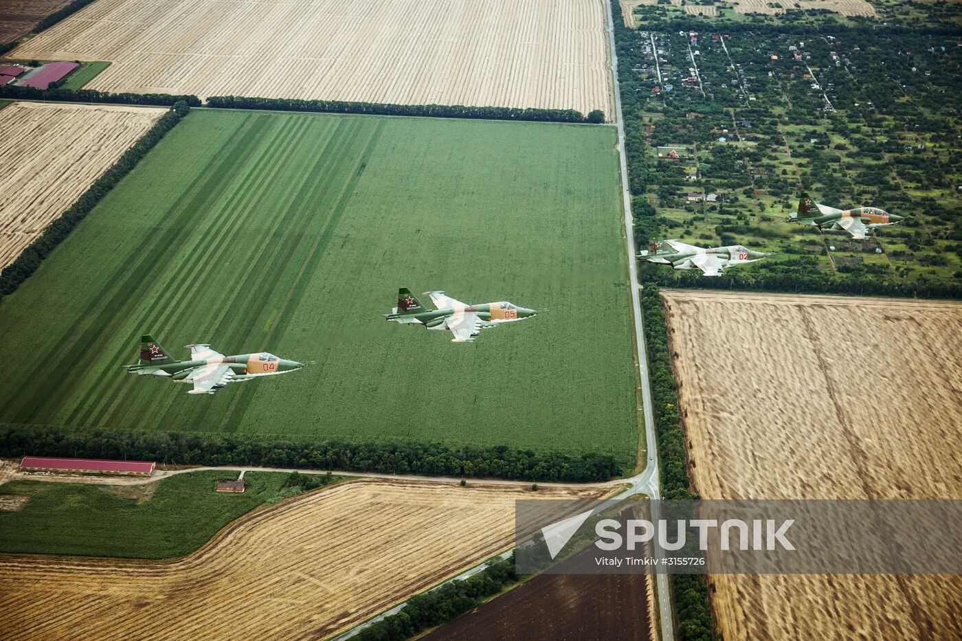 Flight training of Sukhoi SU-25 crews in Primorsko-Akhtarsk